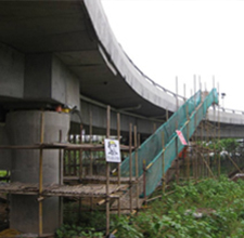 江苏江阴芙蓉大道匝道弯桥同步顶升平移加固工程